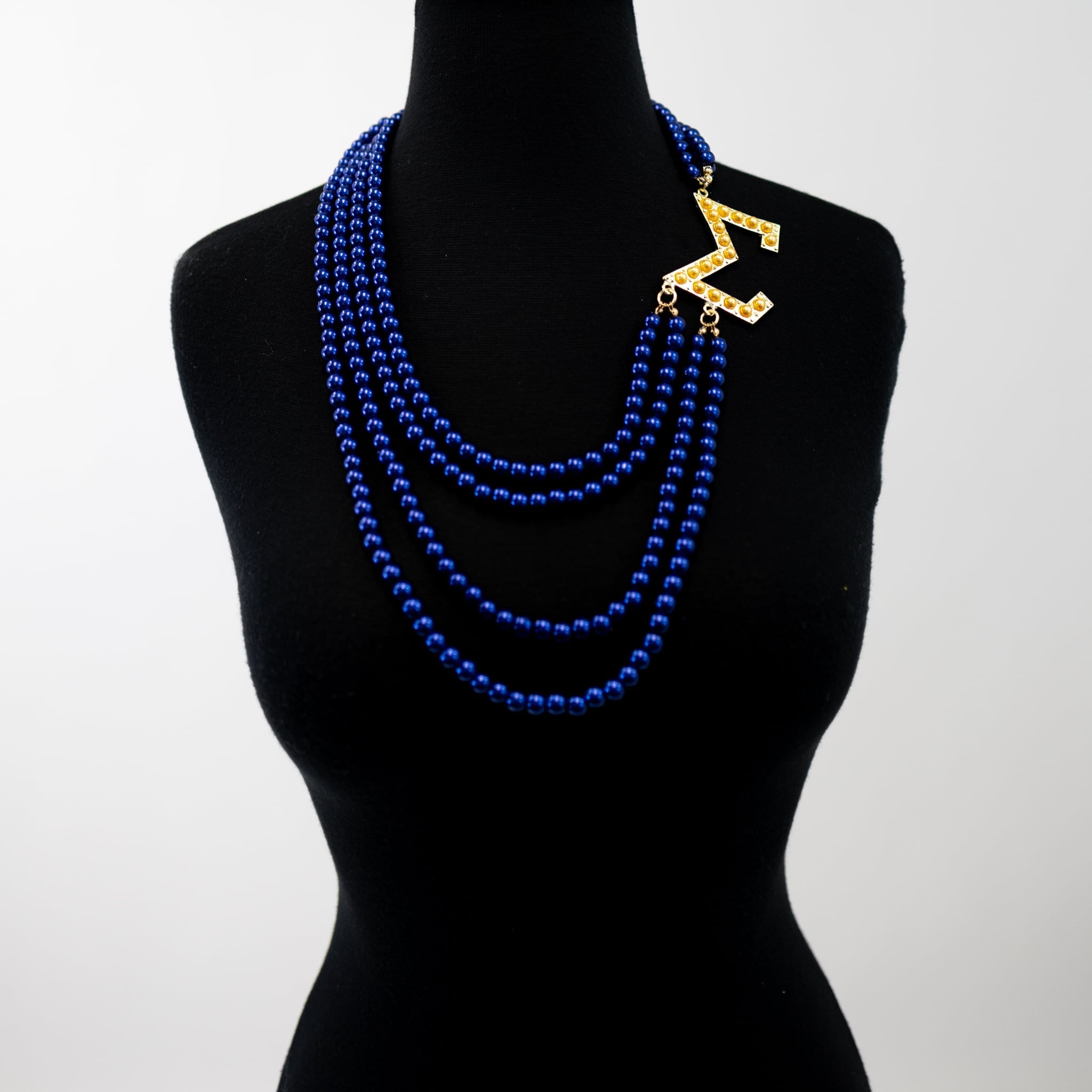 Sigma Blue Pearl with Gold SIgma Necklace - Diva Starr Boutique