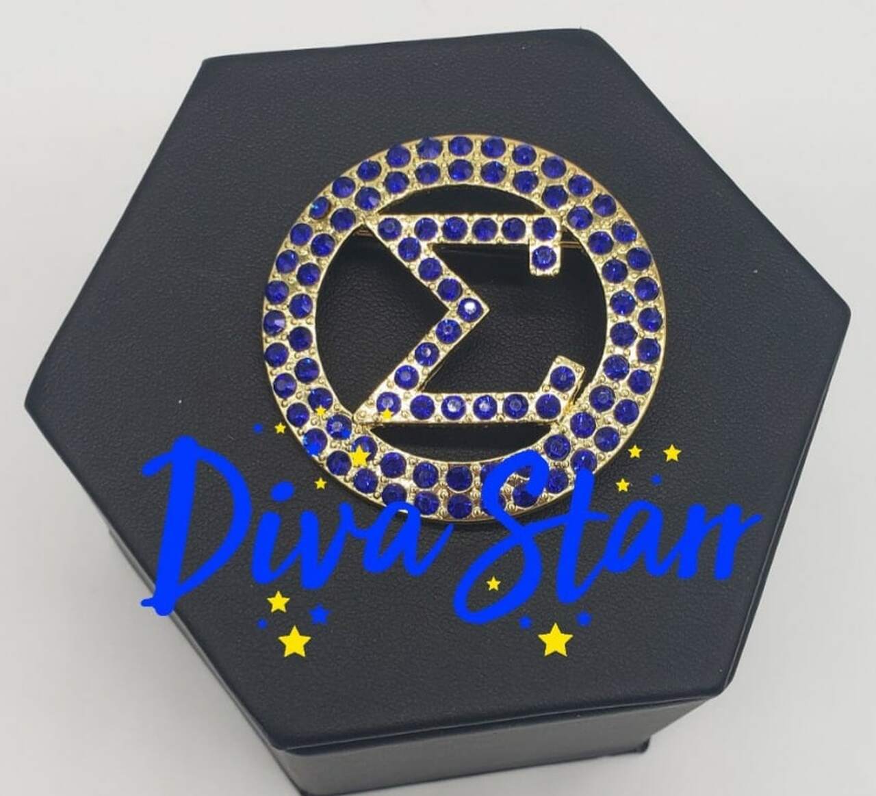 Sigma Gamma Rho Blue Circle Sigma Bling Pin - Diva Starr Boutique