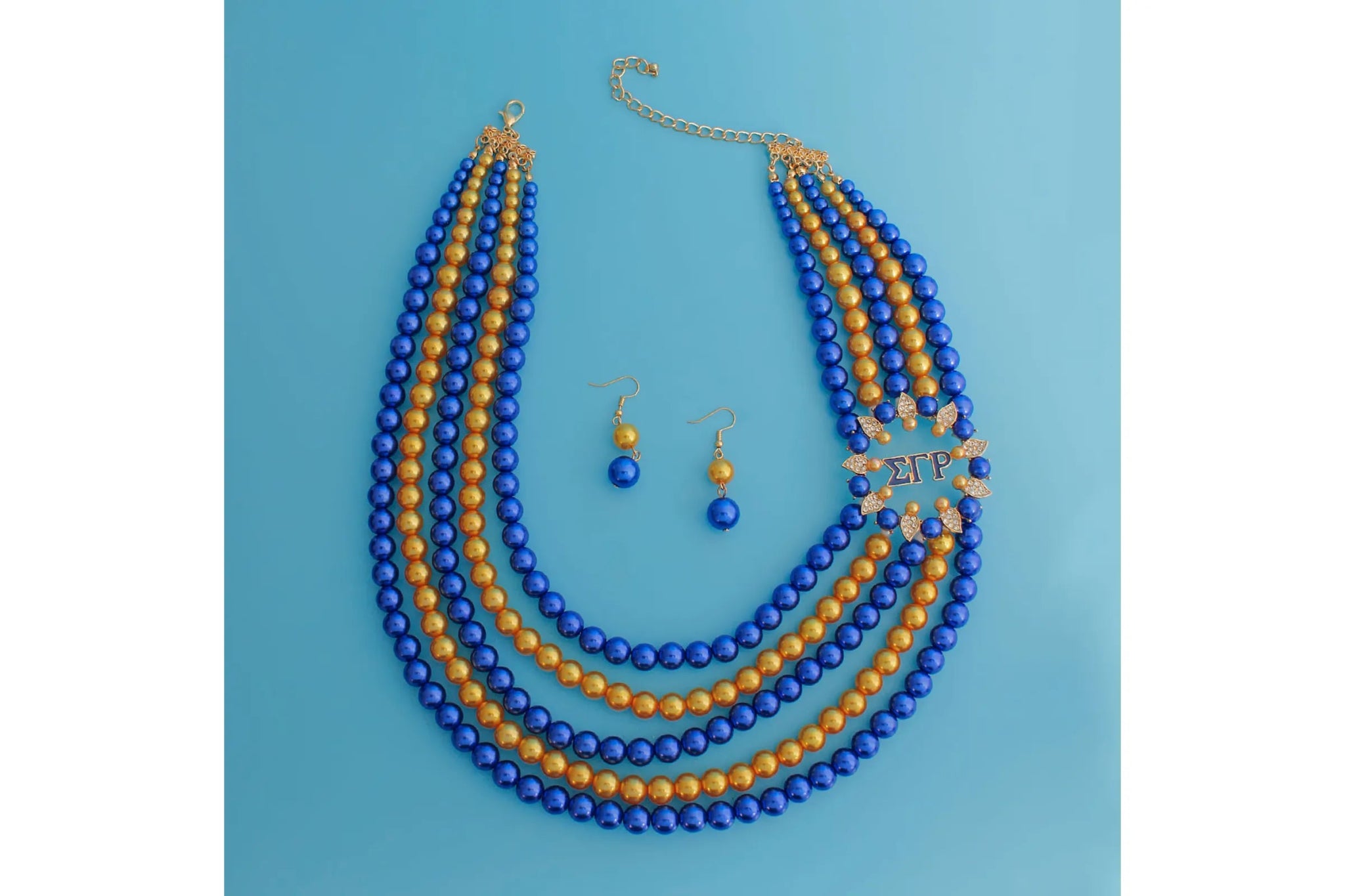 Sigma Gamma Rho Blue & Gold Necklace Set - Diva Starr Boutique