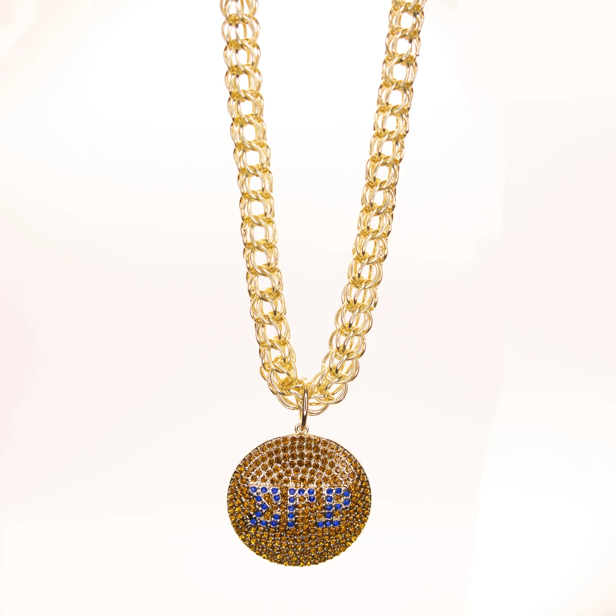 Sigma Gamma Rho Gold Circle Rhinestone Necklace - Diva Starr Boutique