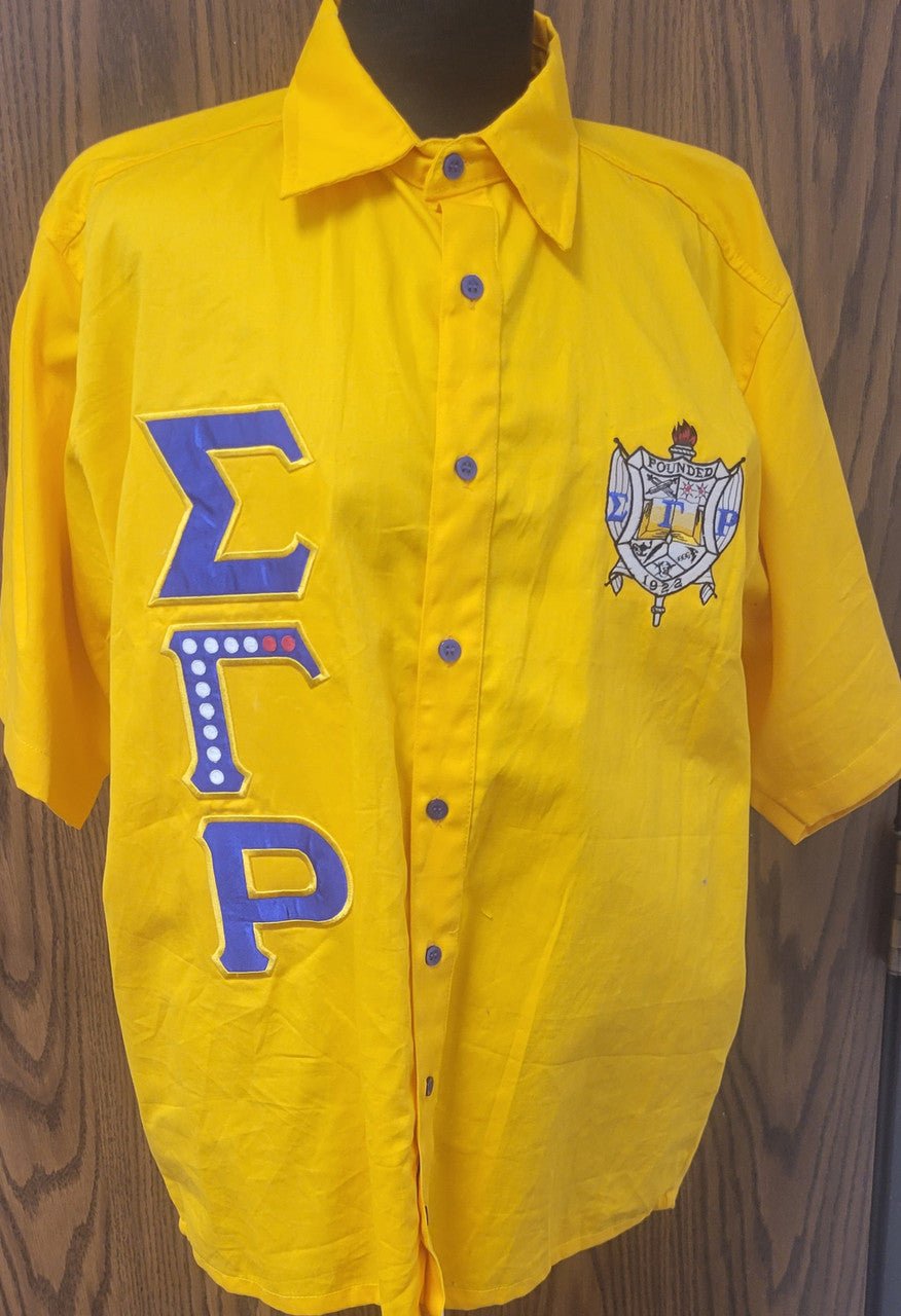 Sigma Gamma Rho Gold Short Sleeve button down - Diva Starr Boutique