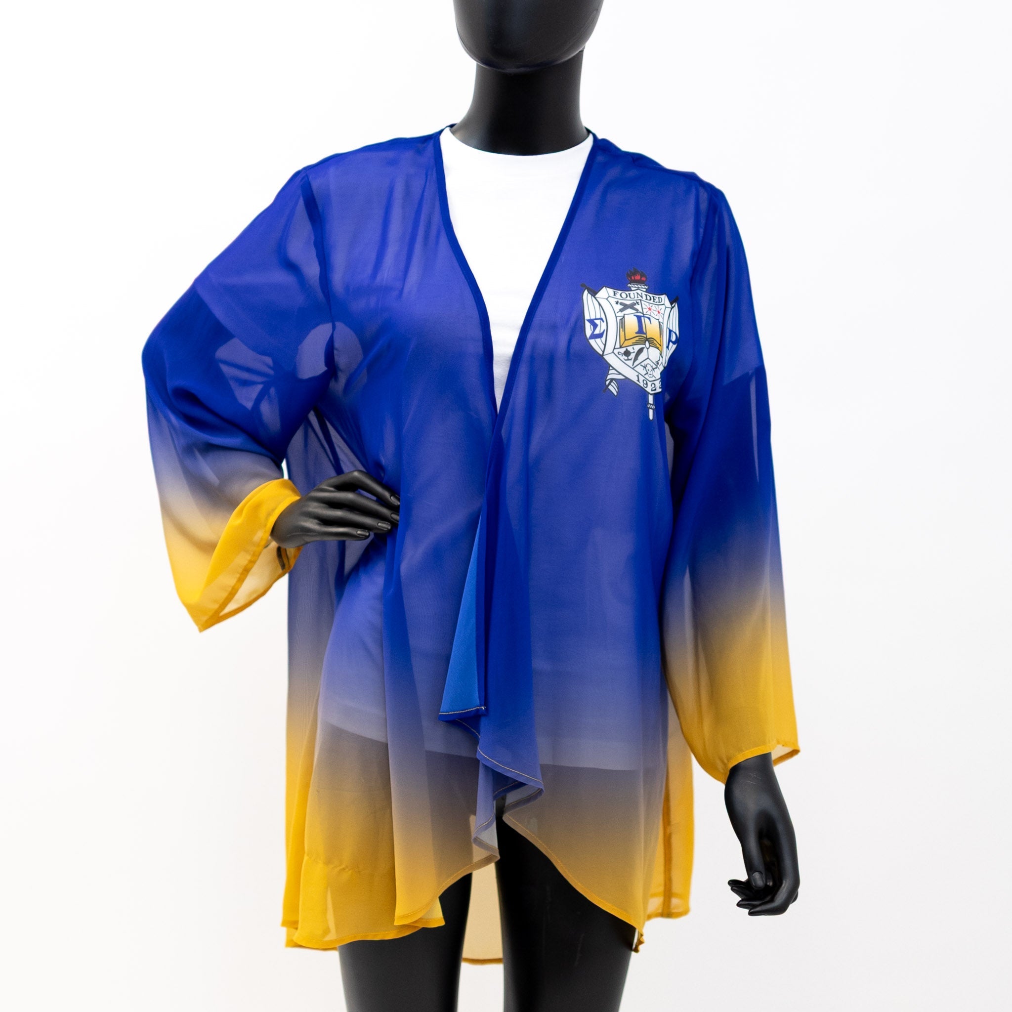 Sigma Gamma Rho Ombre Blue & Gold Shield Shawl - Diva Starr Boutique