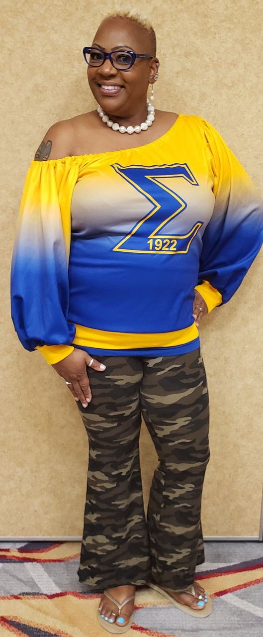 Sigma Gamma Rho Ombre Off Shoulder Sweatshirt - Diva Starr Boutique