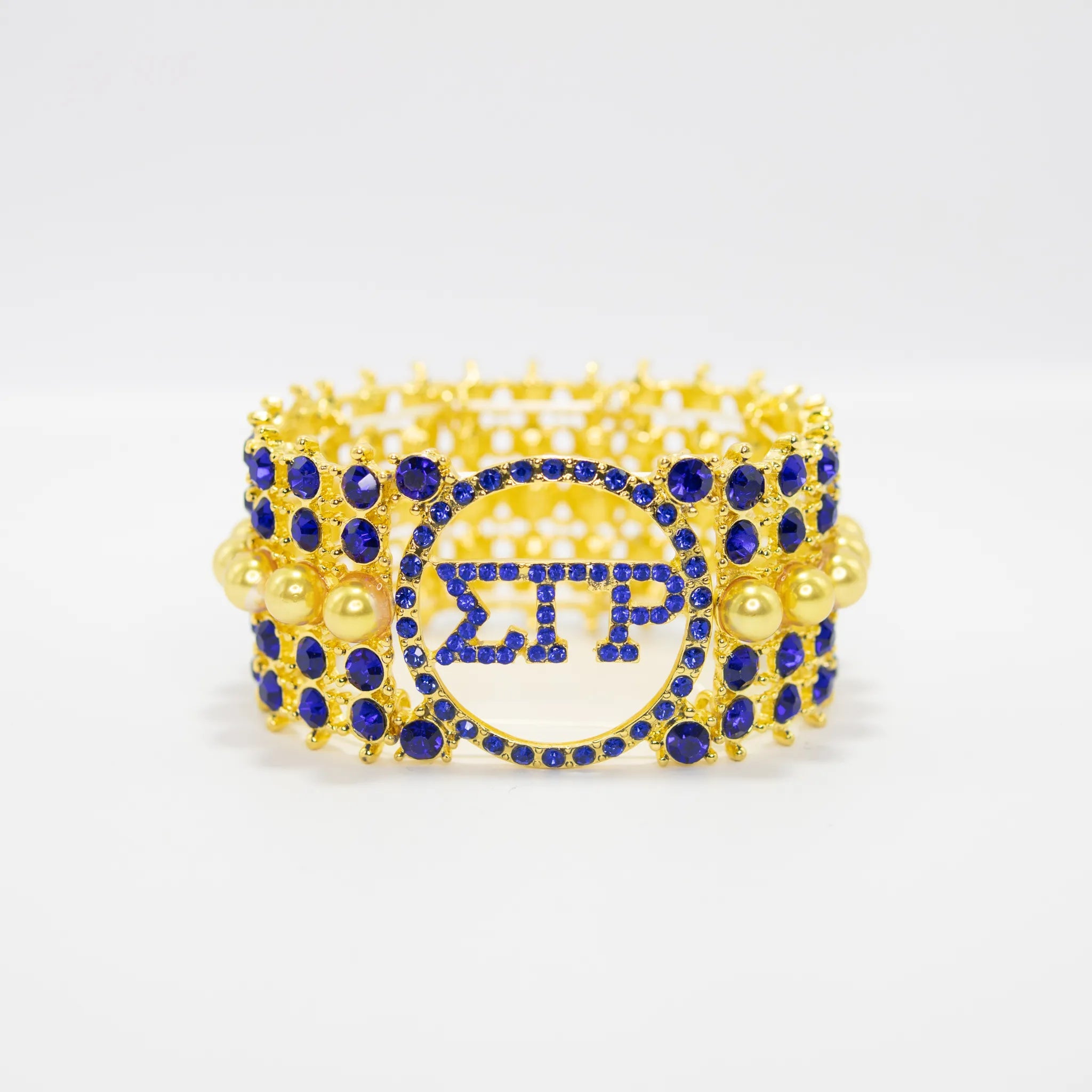 Sigma Gamma Rho "The Peggy" Blue & Gold Bling Bracelet - Diva Starr Boutique
