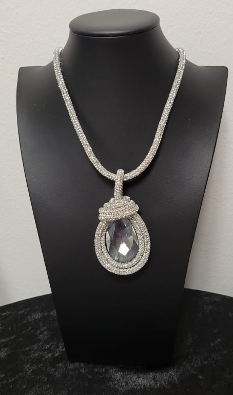 Silver Bling Drop Necklace Set - Diva Starr Boutique