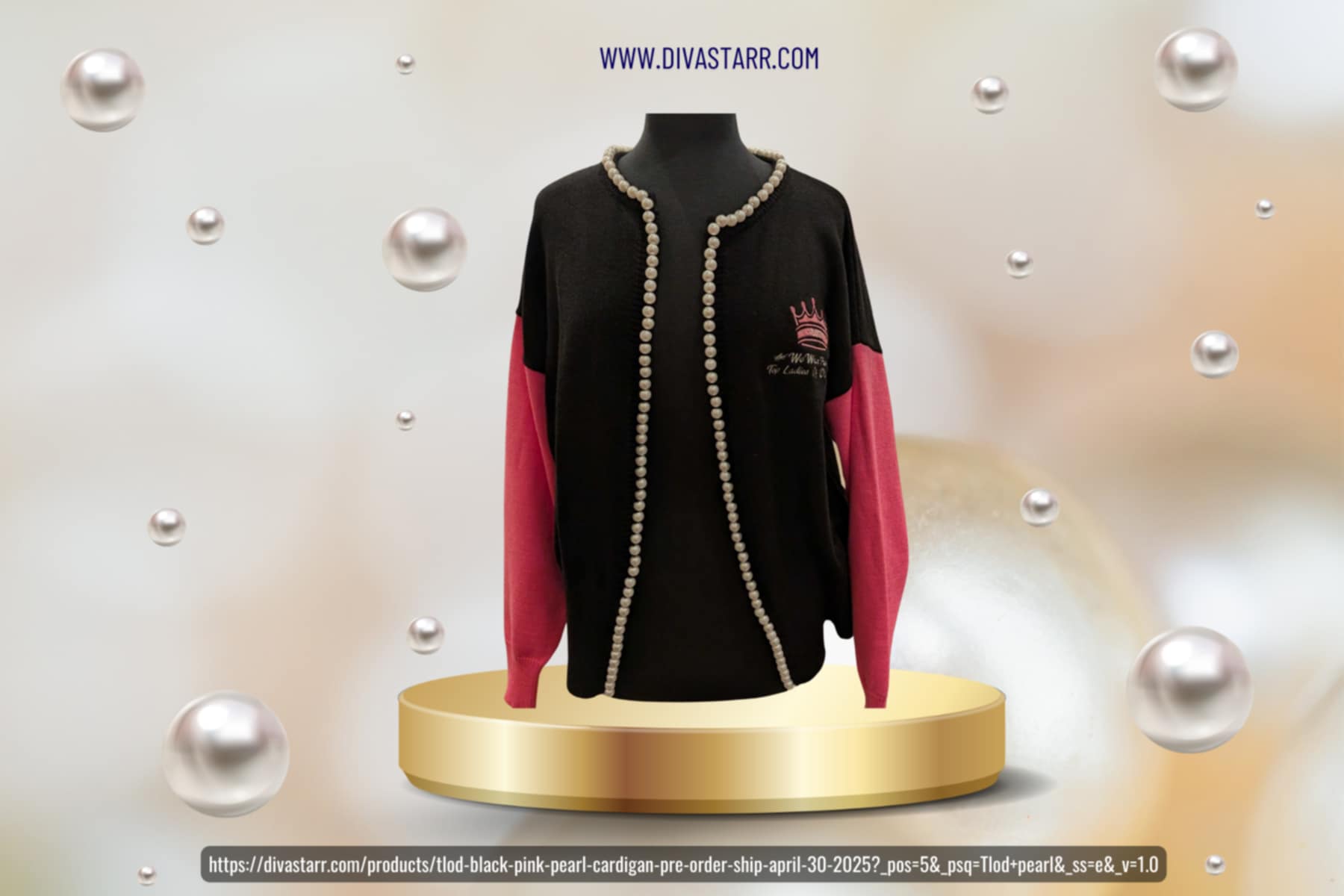 TLOD Black & Pink Pearl Cardigan Pre - Order (Ship June 12, 2025) - Diva Starr Boutique