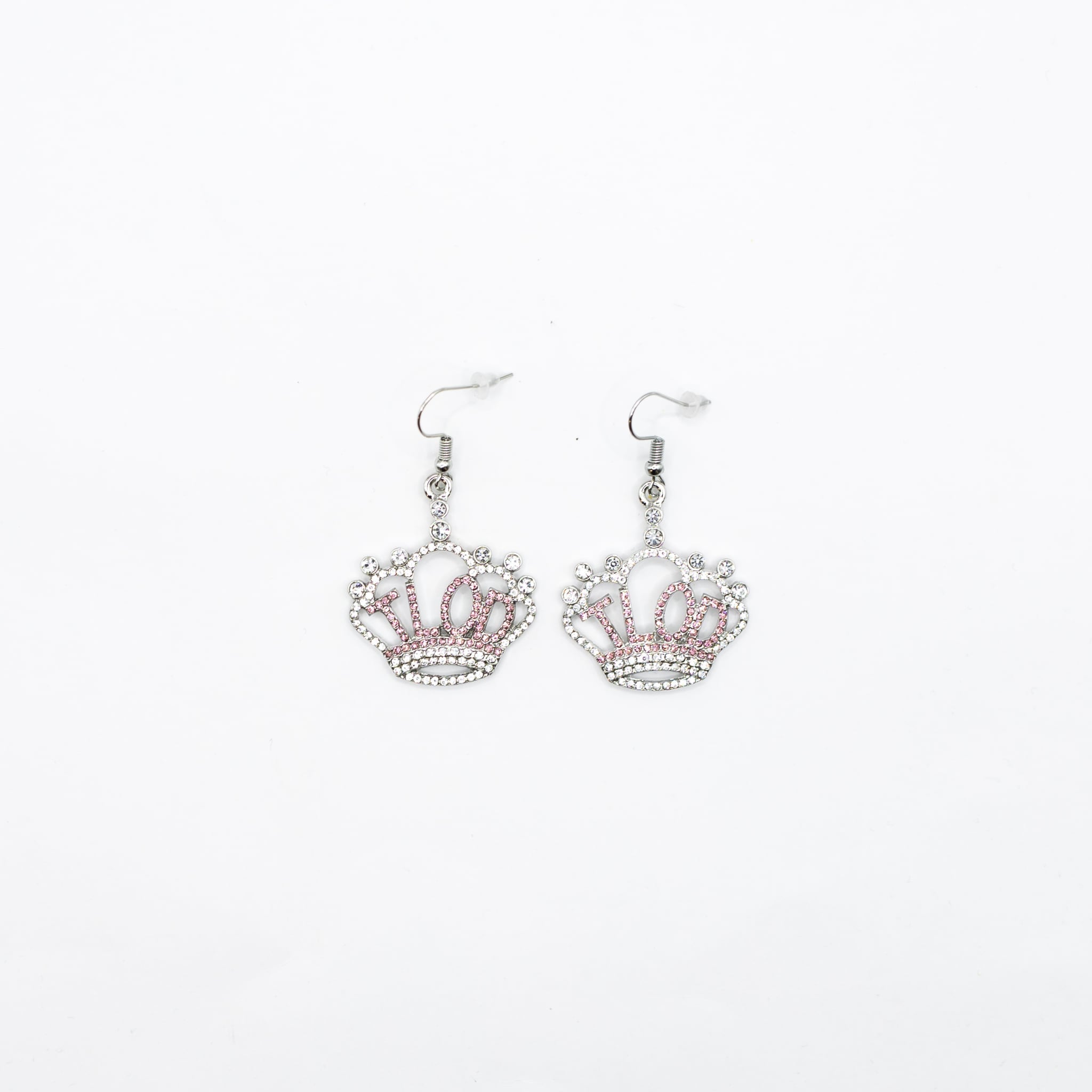 TLOD Crown Earrings SIlver with Pink - Diva Starr Boutique