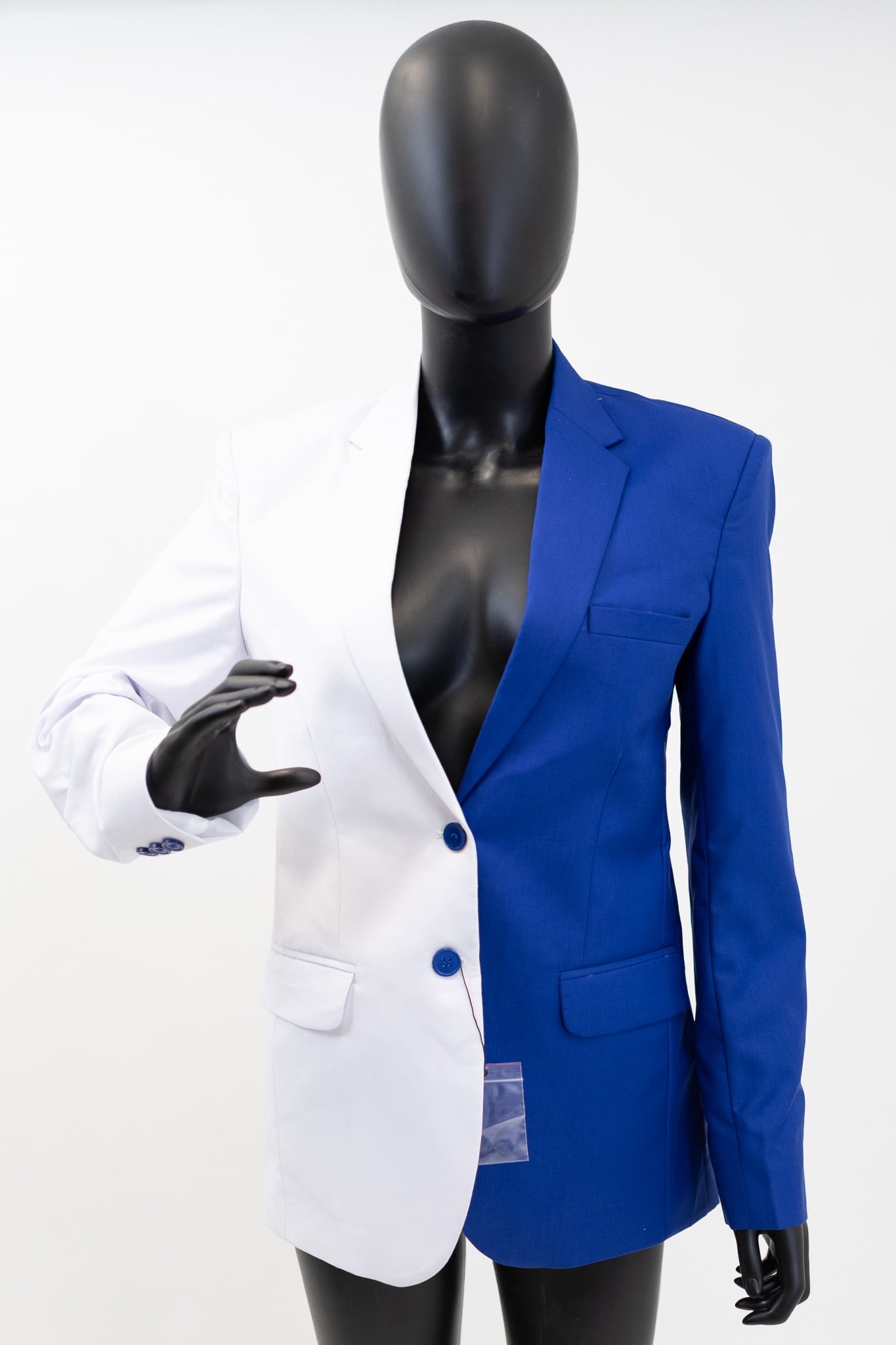White & Blue Color Block Blazer Pre - Order (Ship July 25, 2025) - Diva Starr Boutique