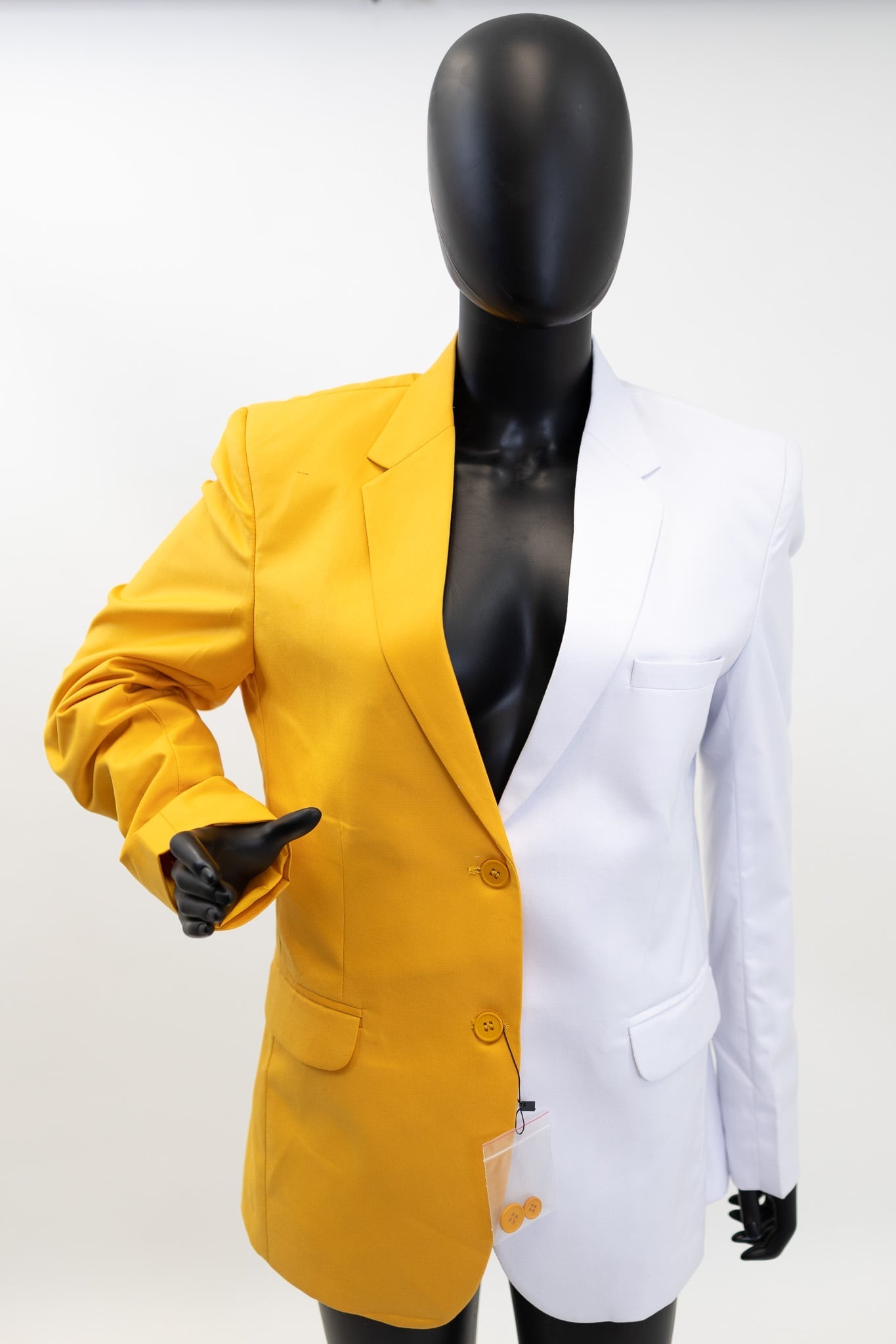 White & Gold Color Block Blazer Pre - Order (Ship July 25, 2025) - Diva Starr Boutique