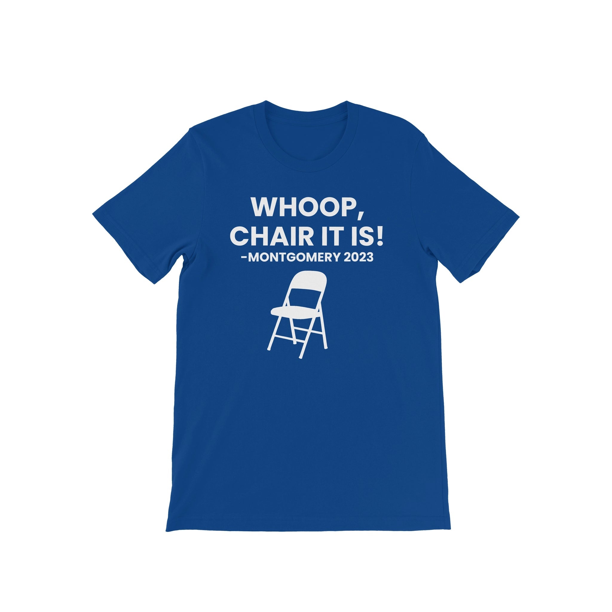 Whoop, Chair It Is Tee Blue & White - Diva Starr Boutique