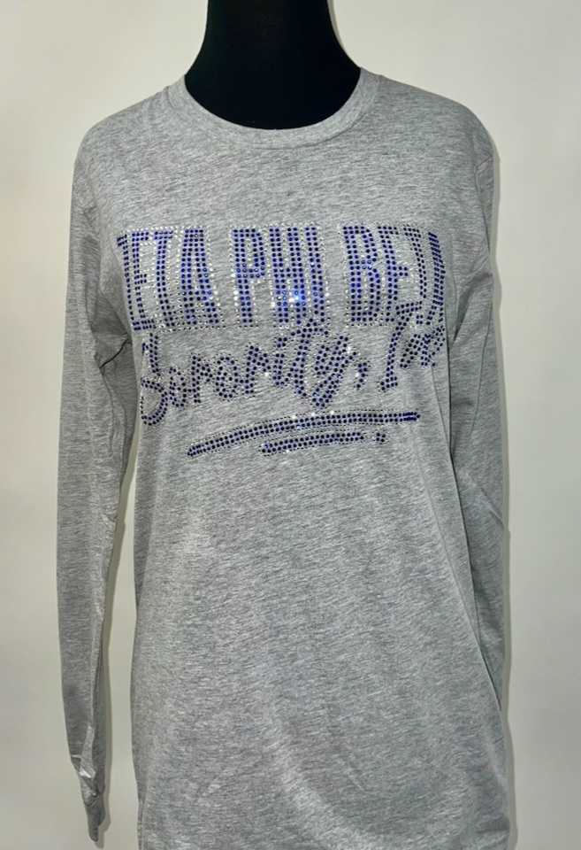 Zeta Bling Long Sleeve Top Gray - Diva Starr Boutique