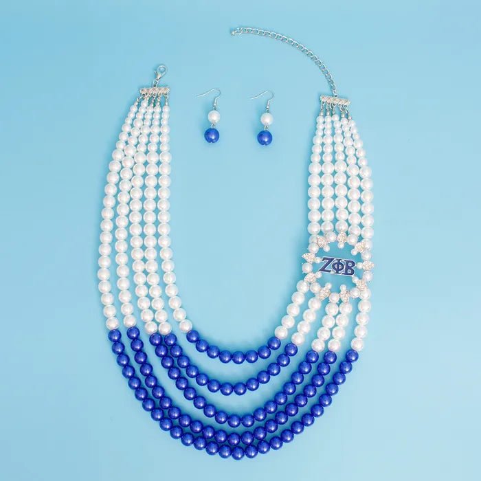 Zeta Blue & White Ombre Necklace Set - Diva Starr Boutique