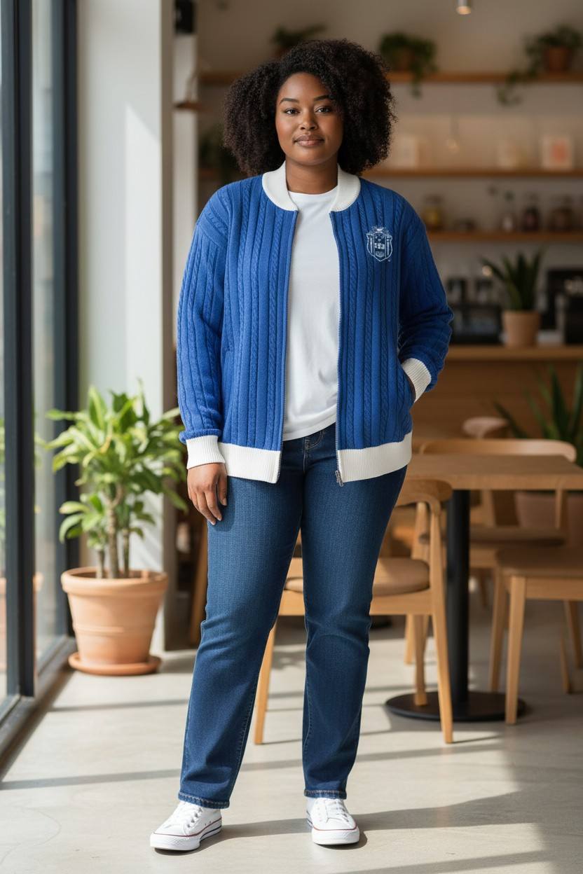 Zeta Blue Zip Up Cadigan Pre - Order (Ship May 2, 2026) - Diva Starr Boutique
