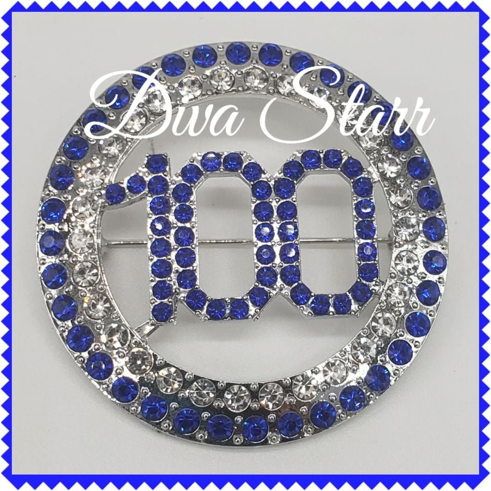 Zeta Phi Beta 100 Blue & Silver Bling Pin - Diva Starr Boutique