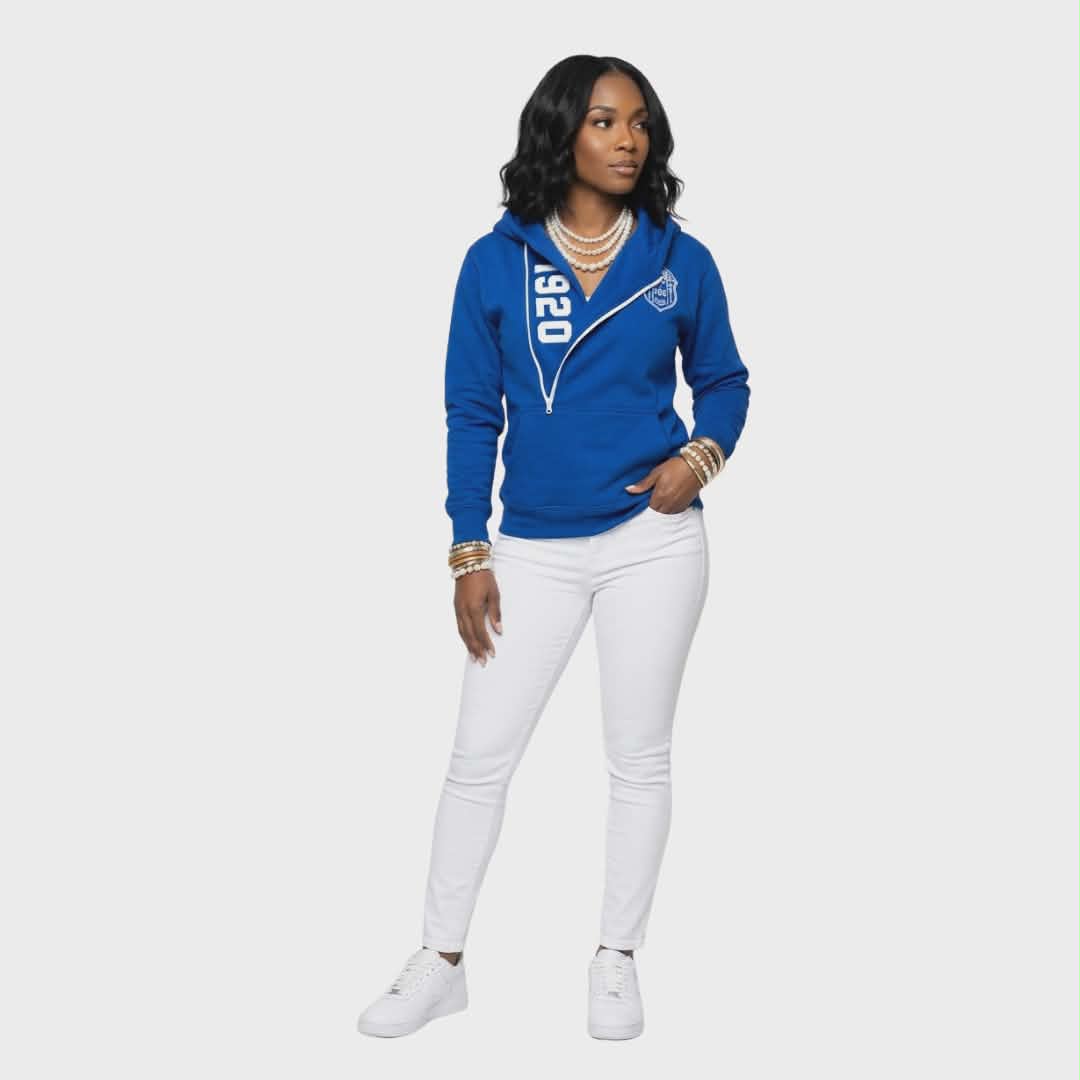 Zeta Phi Beta Blue & White 1920 Hoodie Pre - Order (Ships July 7, 2026) - Diva Starr Boutique