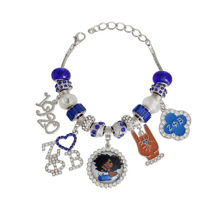 Zeta Phi Beta Charm Bracelet with Handsign - Diva Starr Boutique