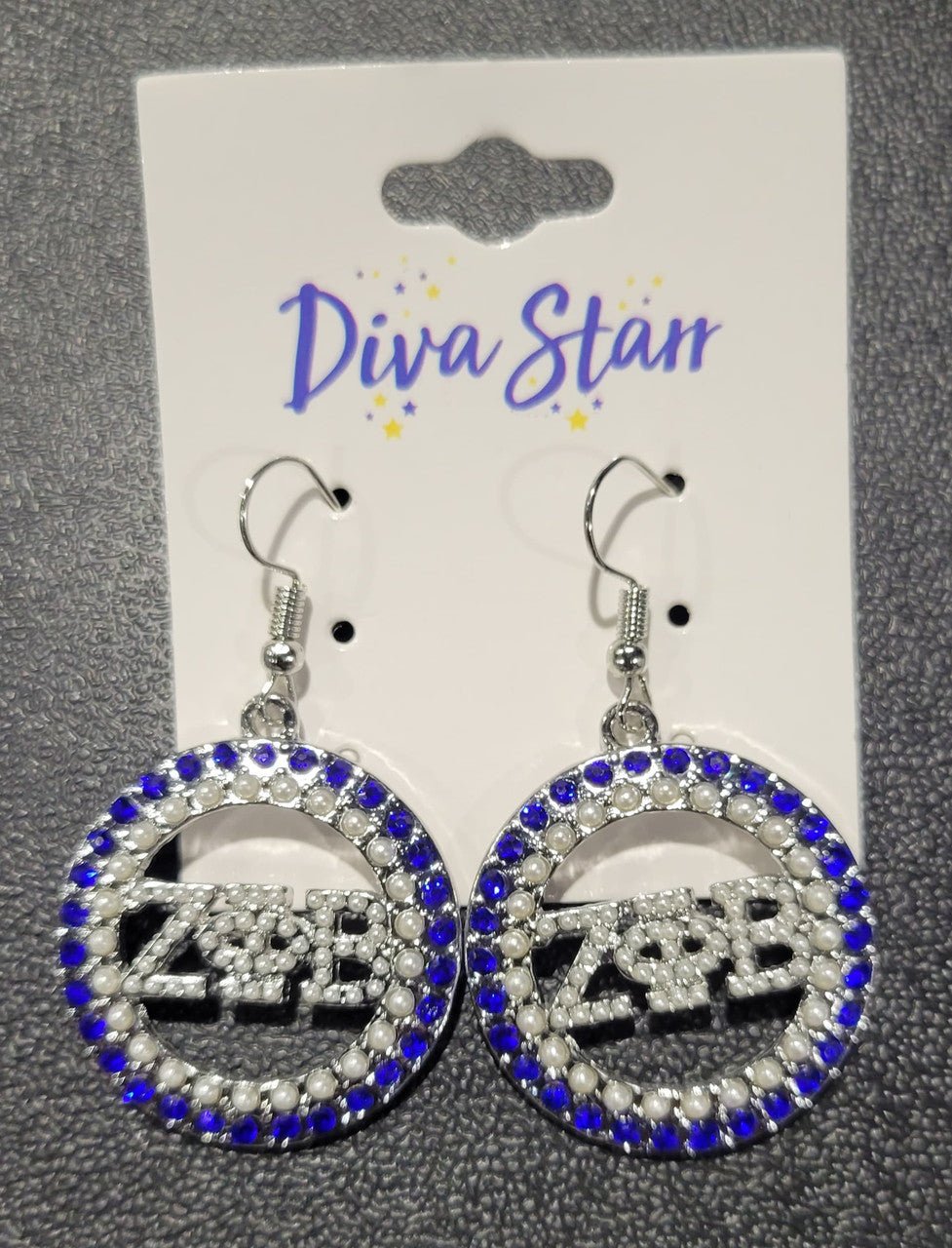 Zeta Phi Beta Circle Pearl & Bling Earrings - Diva Starr Boutique