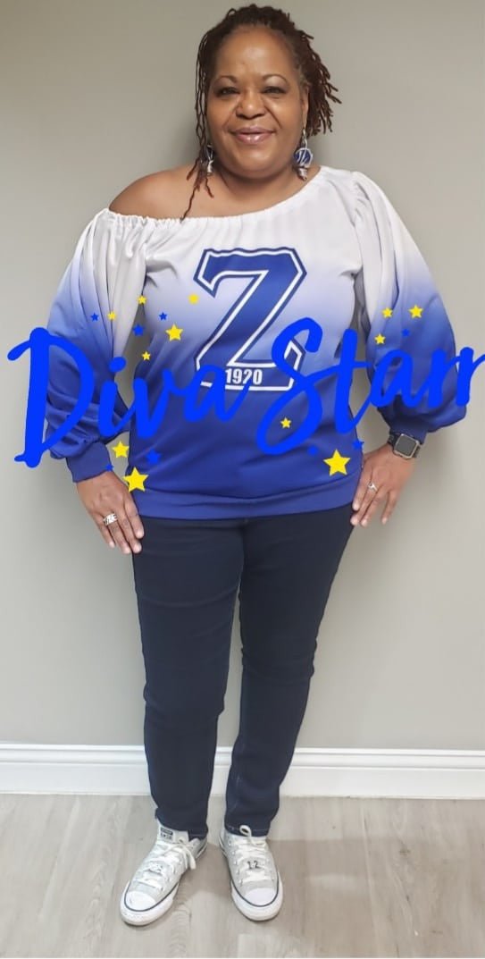Zeta Phi Beta Ombre Off Shoulder Sweatshirt - Diva Starr Boutique