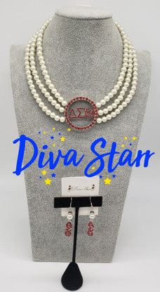 Delta Sigma Theta Circle Bling Necklace Set Necklaces Delta Sigma Theta Default Title  