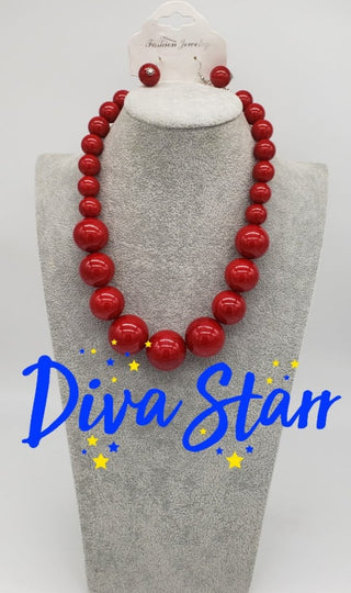 Red Necklace Set Necklaces Diva Starr   