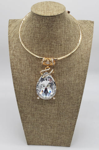 Gold & Clear Elegant Stone Necklace Set Necklaces Diva Starr   