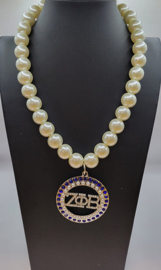 Zeta Phi Beta Pearl & Bling Necklace Necklaces Zeta Phi Beta   