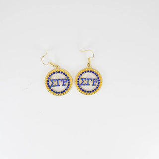 Sigma Gamma Rho Circle Pearl & Bling Letter Earrings Earrings Sigma Gamma Rho   