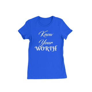 Know Your Worth Blue T-Shirt T-Shirts Diva Starr   