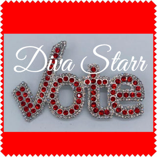 Red & White Vote Pin Pins Diva Starr   